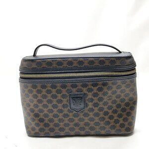 Authentic CELINE Vanity Bag Black PVC mn382-120825